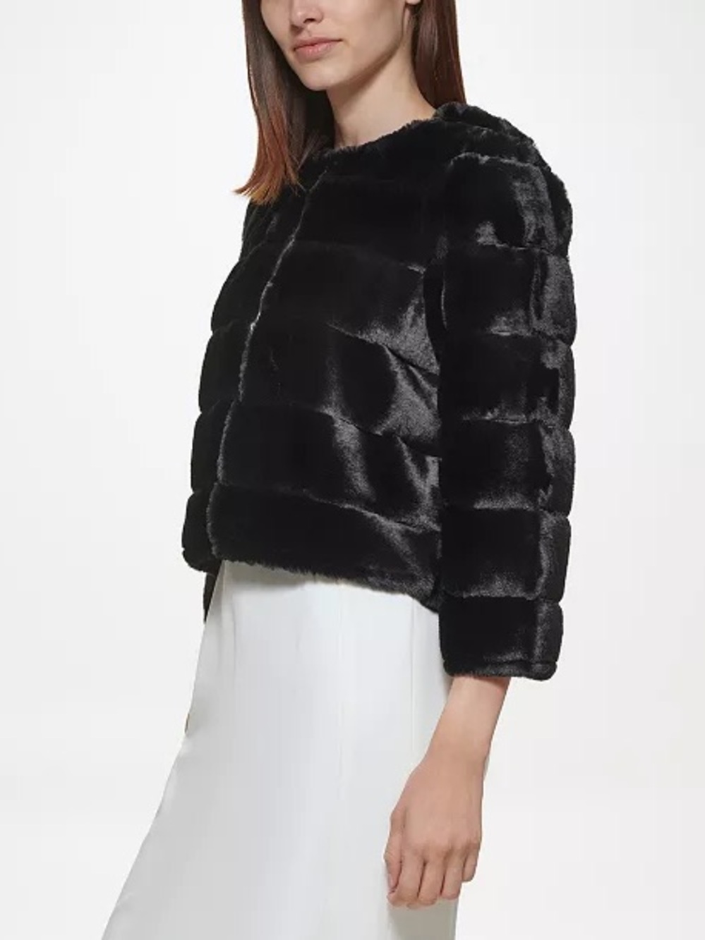 NWOT, Size S - Calvin Klein Black Faux Fur Cropped Jacket - Women's Coat